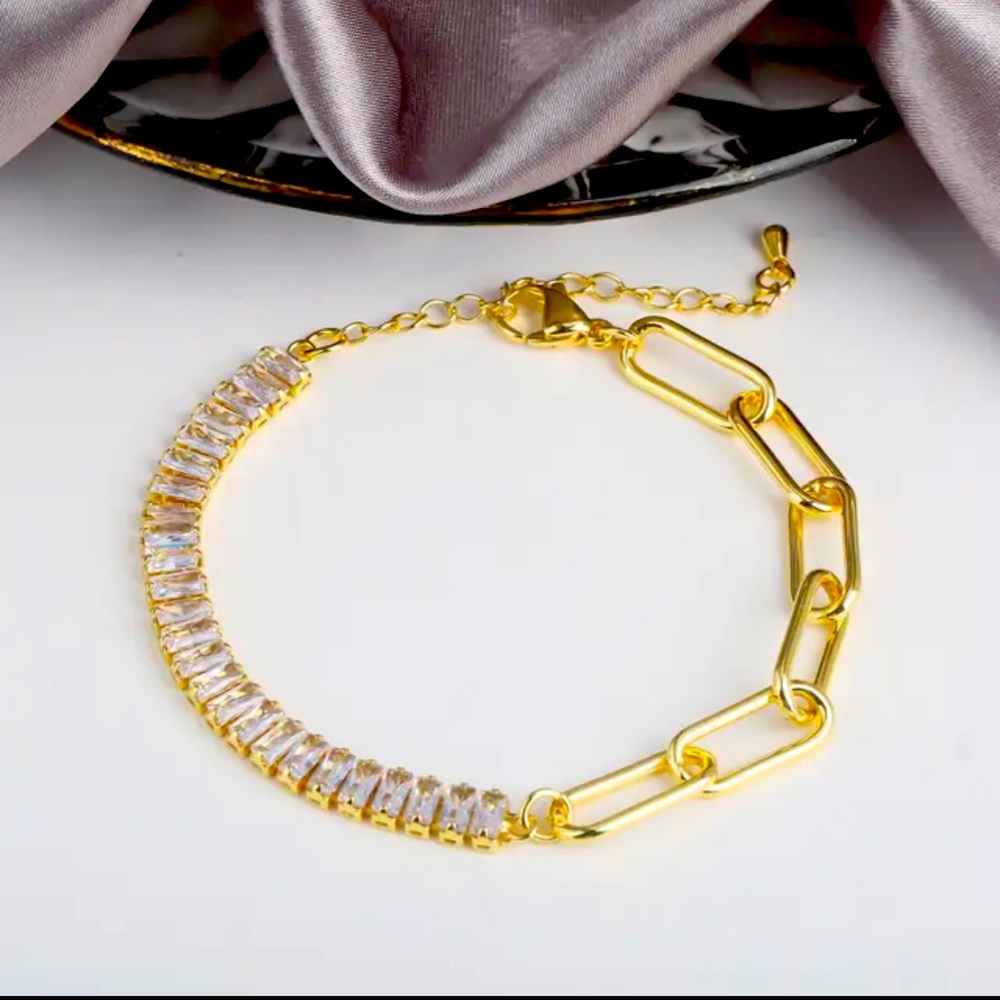 Gold plated bracelets with cubic zirconia